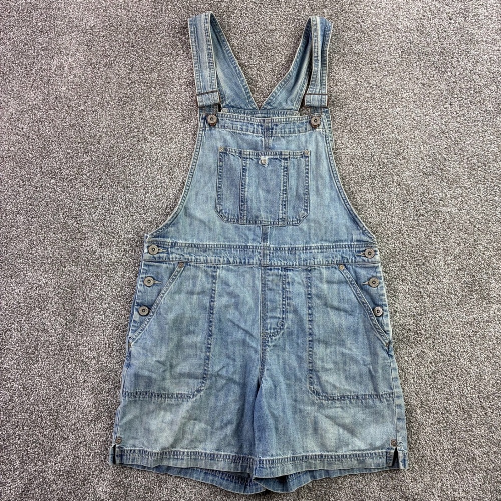 Vintage Eddie Bauer Shortalls Women's Small Blue Cotton Denim Bib Overalls